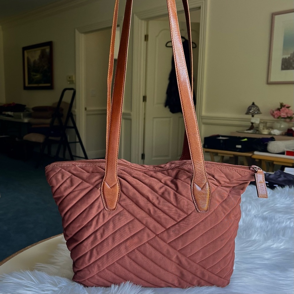 Vintage Pitti Quilted Brown Shoulder Bag with Leather Straps